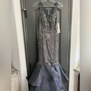 Beautifully detailed gray mermaid fit prom dress